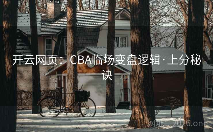 开云网页：CBA临场变盘逻辑·上分秘诀